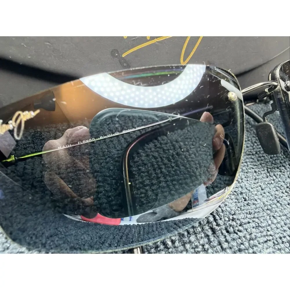 MAUI JIM Sunglasses MJ-352-02 Pali Black Flexon Polarized Half Rim Case Unisex